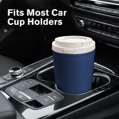 13oz Insulated Travel Coffee Mug, Hot & Iced Coffee Cups with Lids, White | 100% Leak Proof, Stainless Steel Vacuum Insulated, Cup holder Friendly, One-Touch Open, To Go, Reusable, Coffee Tumbler
