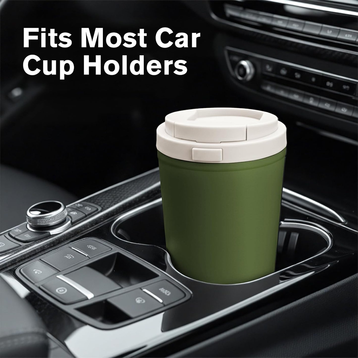 13oz Insulated Travel Coffee Mug, Hot & Iced Coffee Cups with Lids, White | 100% Leak Proof, Stainless Steel Vacuum Insulated, Cup holder Friendly, One-Touch Open, To Go, Reusable, Coffee Tumbler