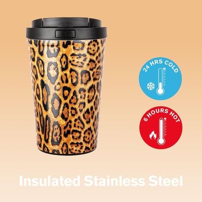13oz Insulated Travel Coffee Mug, Hot & Iced Coffee Cups with Lids, White | 100% Leak Proof, Stainless Steel Vacuum Insulated, Cup holder Friendly, One-Touch Open, To Go, Reusable, Coffee Tumbler