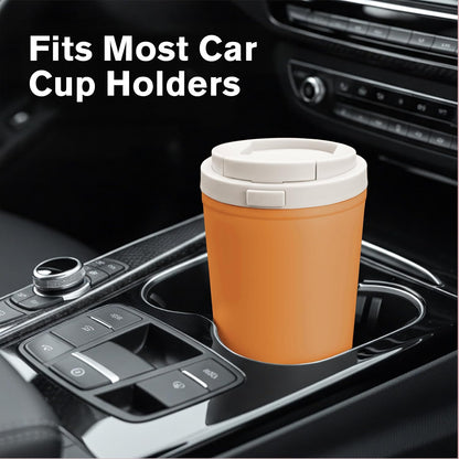 13oz Insulated Travel Coffee Mug, Hot & Iced Coffee Cups with Lids, White | 100% Leak Proof, Stainless Steel Vacuum Insulated, Cup holder Friendly, One-Touch Open, To Go, Reusable, Coffee Tumbler