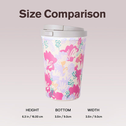 13oz Insulated Travel Coffee Mug, Hot & Iced Coffee Cups with Lids, White | 100% Leak Proof, Stainless Steel Vacuum Insulated, Cup holder Friendly, One-Touch Open, To Go, Reusable, Coffee Tumbler