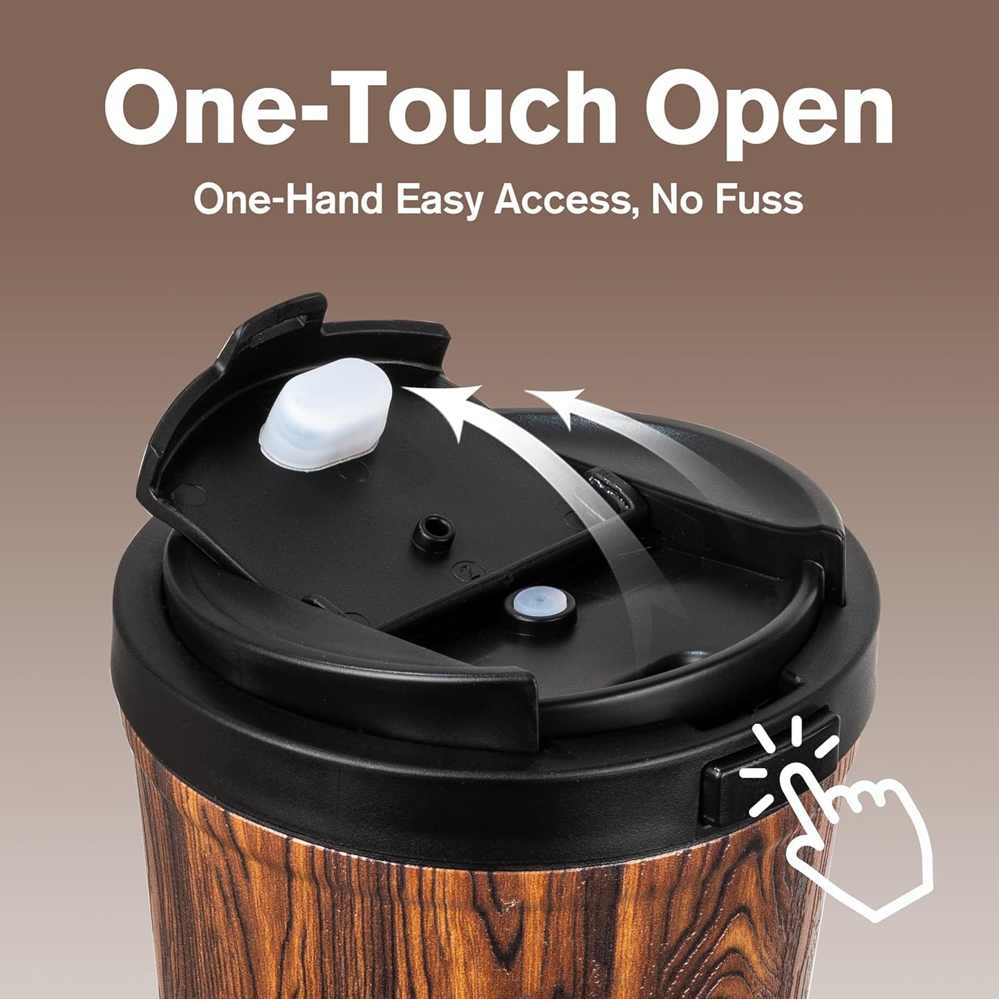 13oz Insulated Travel Coffee Mug, Hot & Iced Coffee Cups with Lids, White | 100% Leak Proof, Stainless Steel Vacuum Insulated, Cup holder Friendly, One-Touch Open, To Go, Reusable, Coffee Tumbler