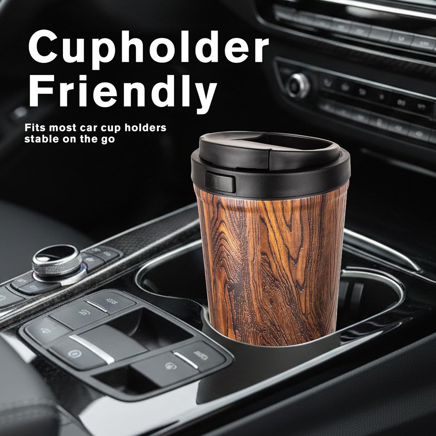 13oz Insulated Travel Coffee Mug, Hot & Iced Coffee Cups with Lids, White | 100% Leak Proof, Stainless Steel Vacuum Insulated, Cup holder Friendly, One-Touch Open, To Go, Reusable, Coffee Tumbler
