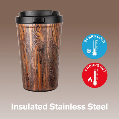13oz Insulated Travel Coffee Mug, Hot & Iced Coffee Cups with Lids, White | 100% Leak Proof, Stainless Steel Vacuum Insulated, Cup holder Friendly, One-Touch Open, To Go, Reusable, Coffee Tumbler