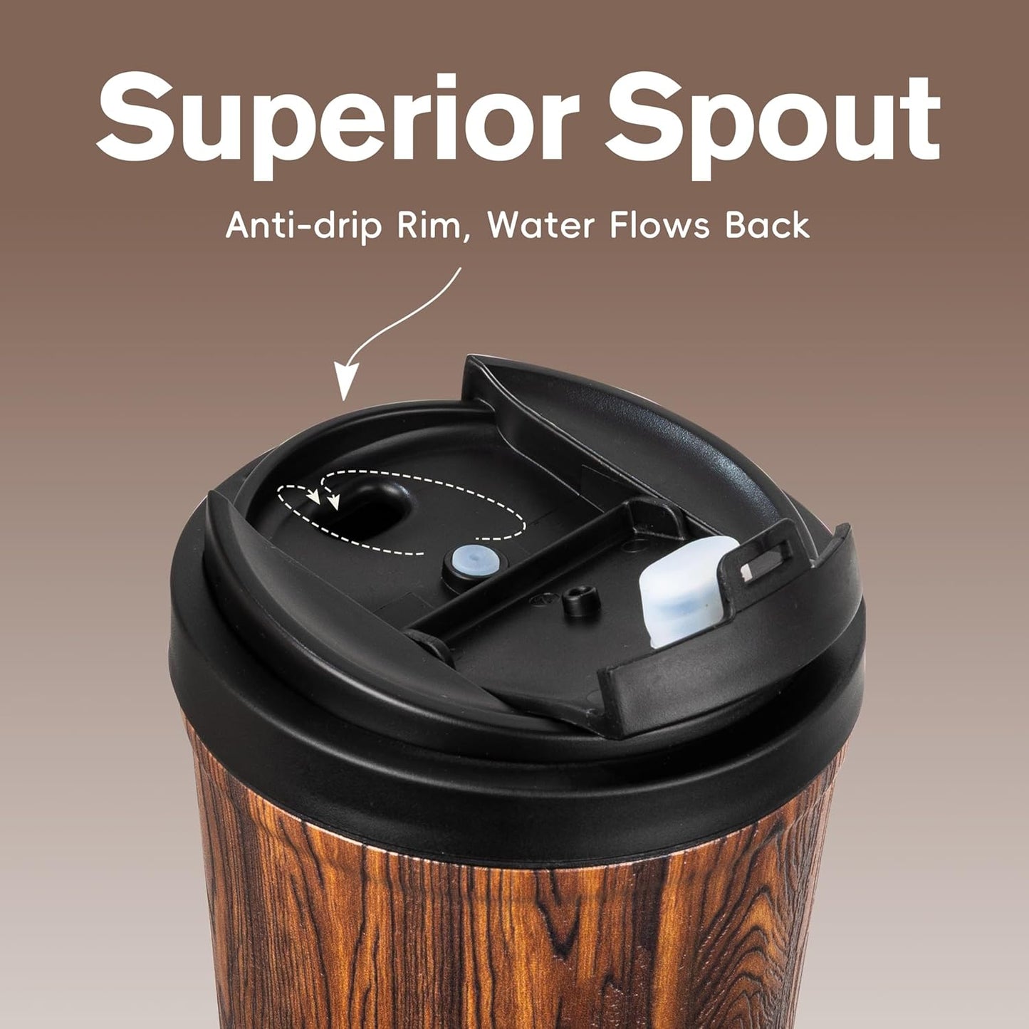 13oz Insulated Travel Coffee Mug, Hot & Iced Coffee Cups with Lids, White | 100% Leak Proof, Stainless Steel Vacuum Insulated, Cup holder Friendly, One-Touch Open, To Go, Reusable, Coffee Tumbler
