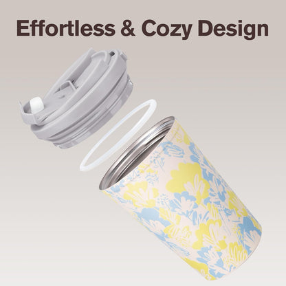 13oz Insulated Travel Coffee Mug, Hot & Iced Coffee Cups with Lids, White | 100% Leak Proof, Stainless Steel Vacuum Insulated, Cup holder Friendly, One-Touch Open, To Go, Reusable, Coffee Tumbler