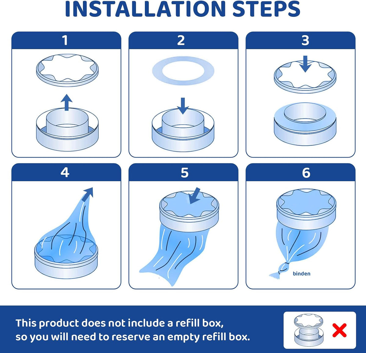 12er-Pack Refill Bags, Cat Litter Refill Bags, Diaper Refills, With Excellent Sealing and Toughness, The Refill Bag is Compatible With all Diaper Pails and Cat Litter Disposal Pails
