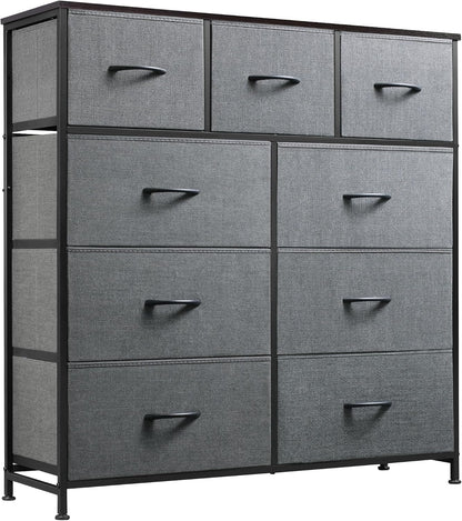 Tall Dresser for Bedroom, 9 Drawer Chest of Drawers, White