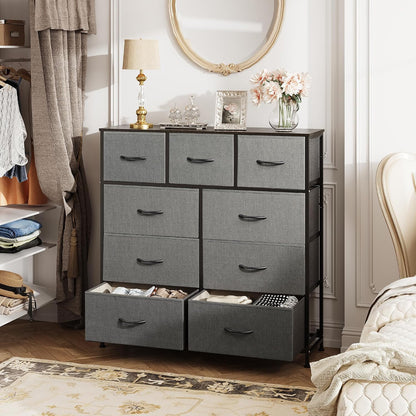 Tall Dresser for Bedroom, 9 Drawer Chest of Drawers, White