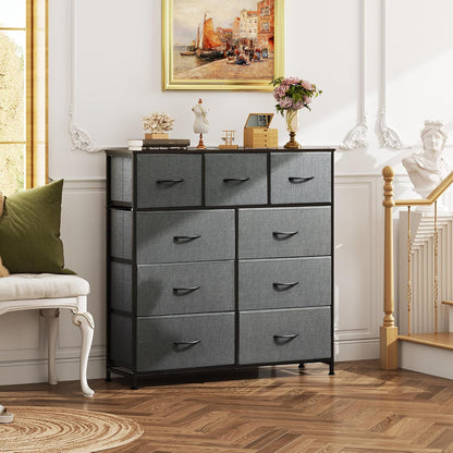 Tall Dresser for Bedroom, 9 Drawer Chest of Drawers, White
