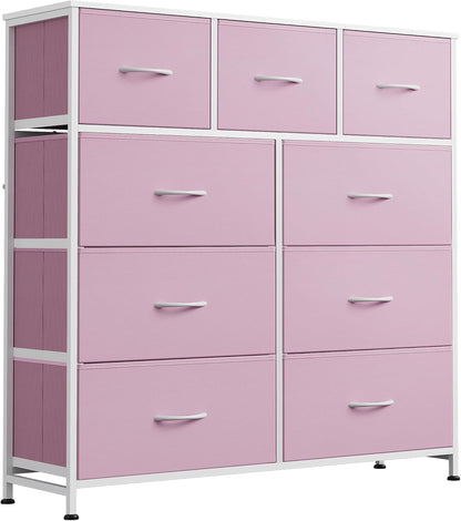 Tall Dresser for Bedroom, 9 Drawer Chest of Drawers, White