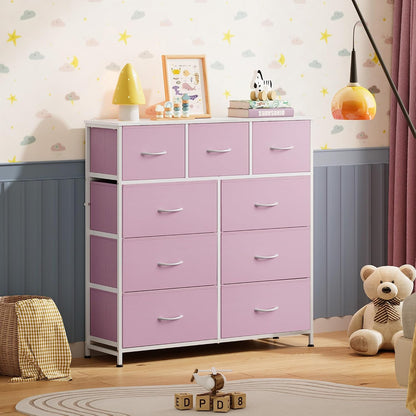 Tall Dresser for Bedroom, 9 Drawer Chest of Drawers, White