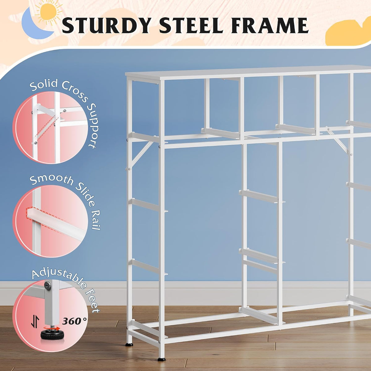 Tall Dresser for Bedroom, 9 Drawer Chest of Drawers, White