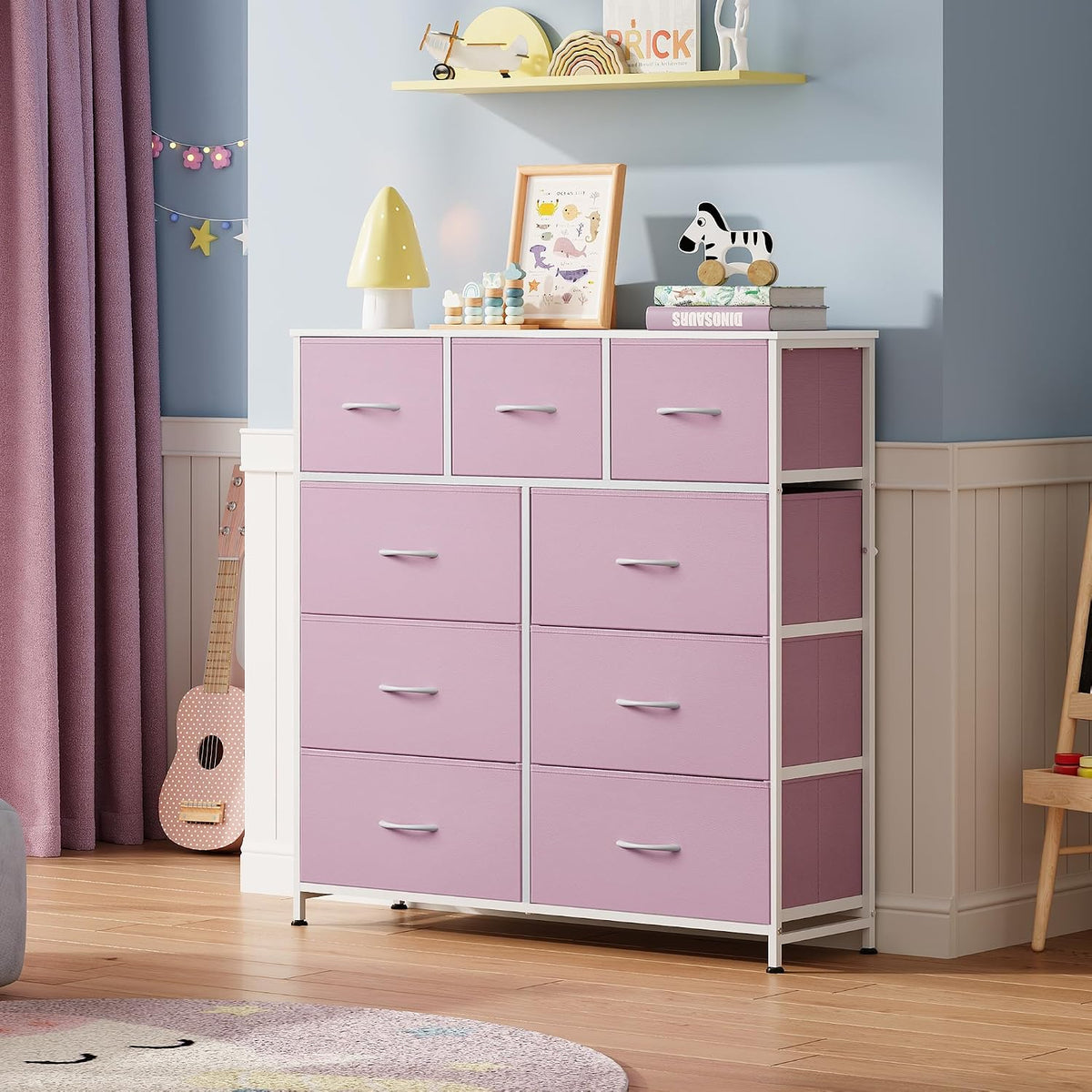 Tall Dresser for Bedroom, 9 Drawer Chest of Drawers, White