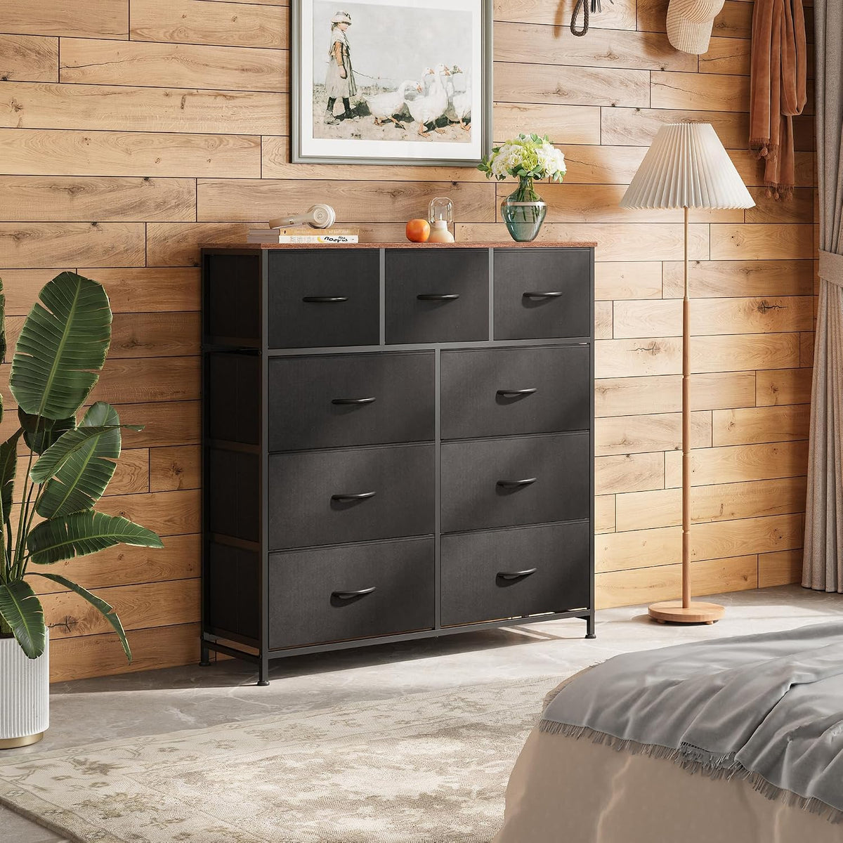 Tall Dresser for Bedroom, 9 Drawer Chest of Drawers, White