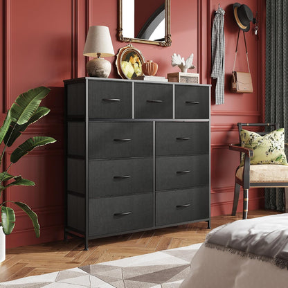 Tall Dresser for Bedroom, 9 Drawer Chest of Drawers, White