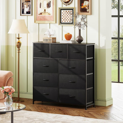 Tall Dresser for Bedroom, 9 Drawer Chest of Drawers, White