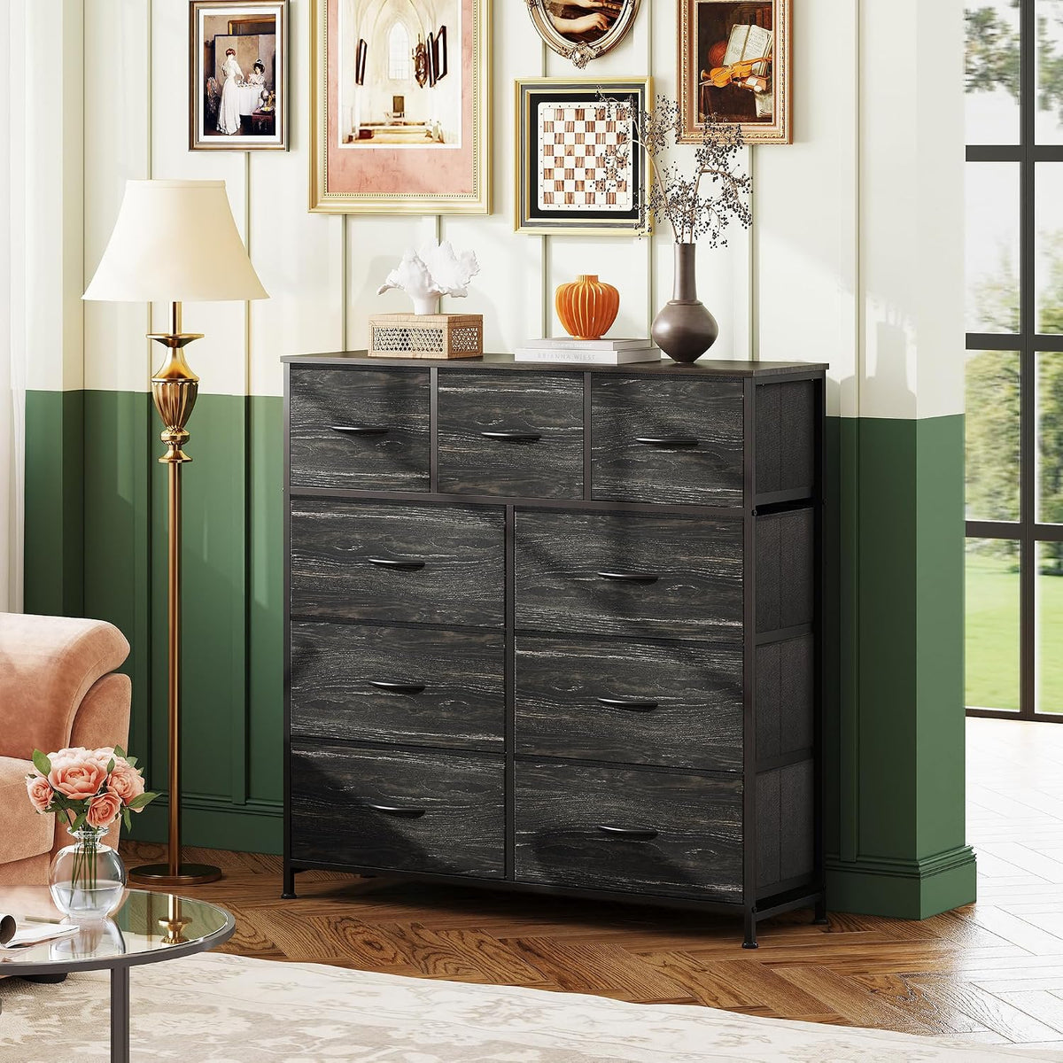 Tall Dresser for Bedroom, 9 Drawer Chest of Drawers, White