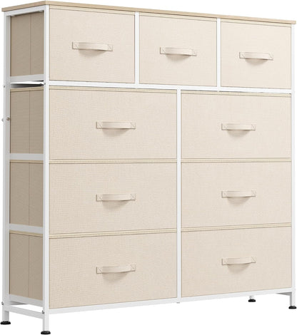 Tall Dresser for Bedroom, 9 Drawer Chest of Drawers, White