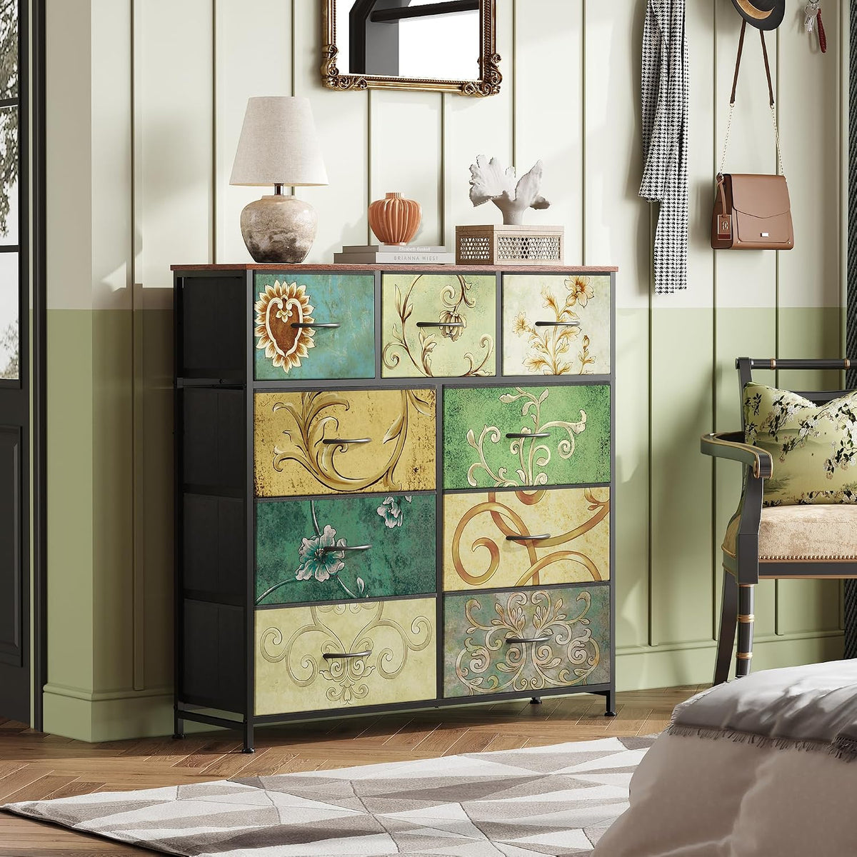Tall Dresser for Bedroom, 9 Drawer Chest of Drawers, White
