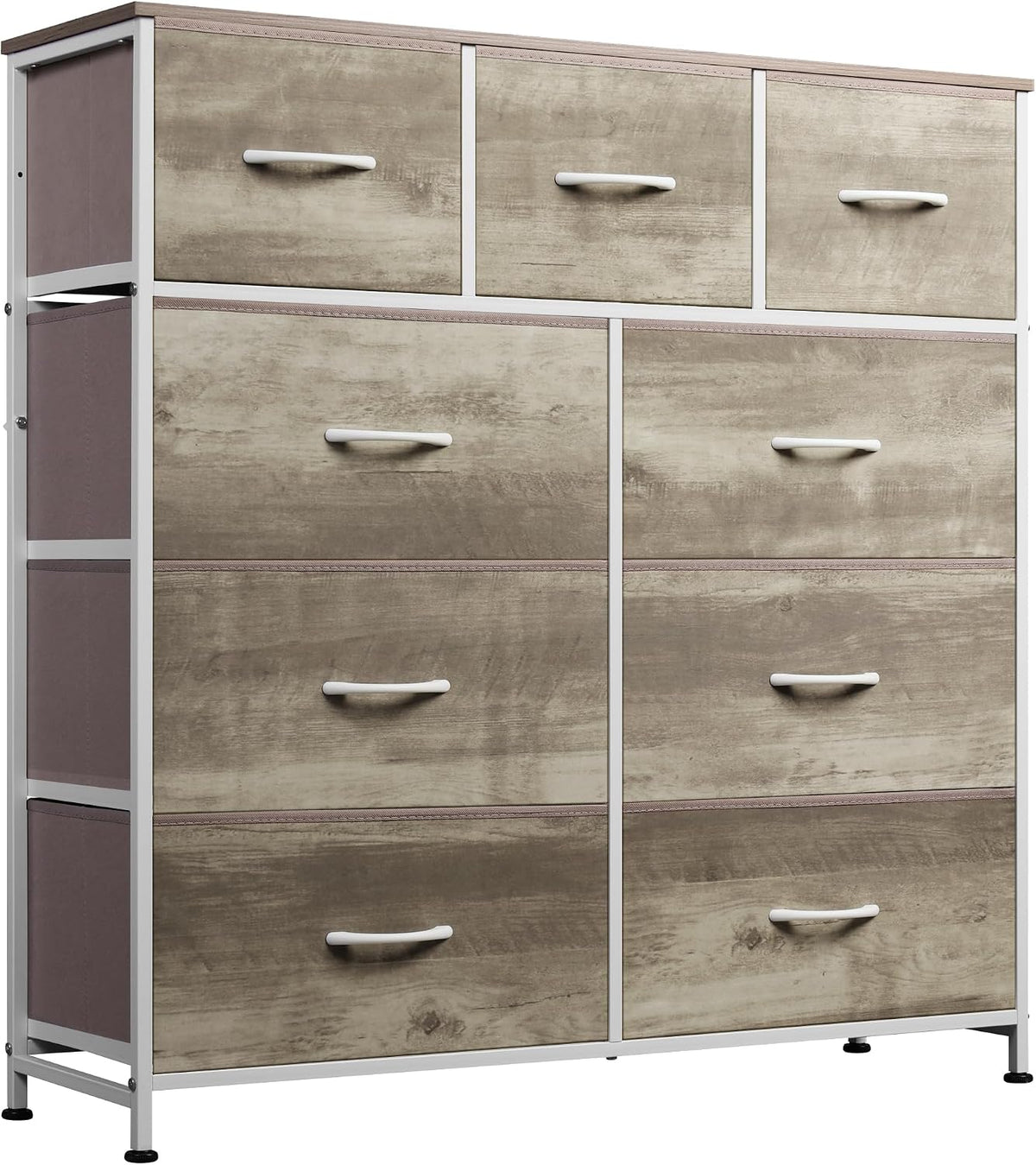 Tall Dresser for Bedroom, 9 Drawer Chest of Drawers, White