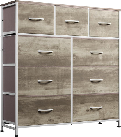 Tall Dresser for Bedroom, 9 Drawer Chest of Drawers, White