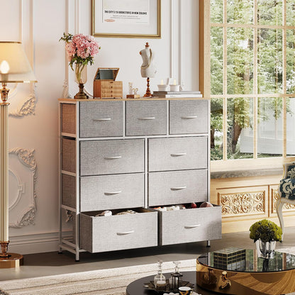 Tall Dresser for Bedroom, 9 Drawer Chest of Drawers, White