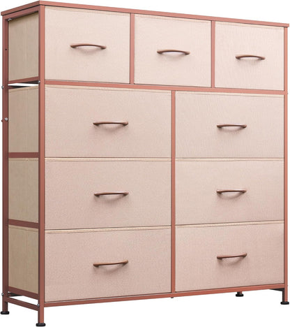 Tall Dresser for Bedroom, 9 Drawer Chest of Drawers, White