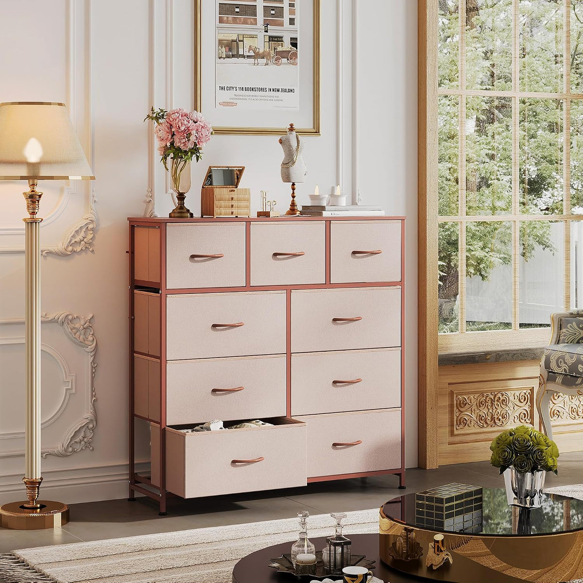 Tall Dresser for Bedroom, 9 Drawer Chest of Drawers, White