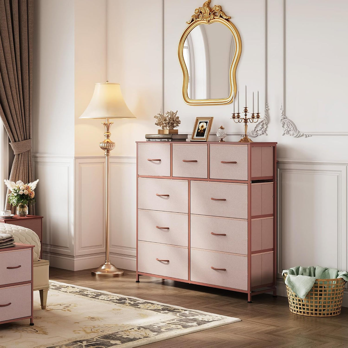Tall Dresser for Bedroom, 9 Drawer Chest of Drawers, White