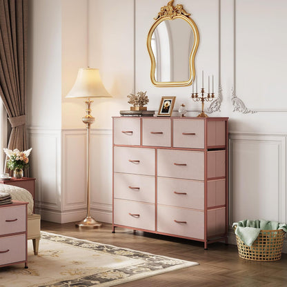 Tall Dresser for Bedroom, 9 Drawer Chest of Drawers, White