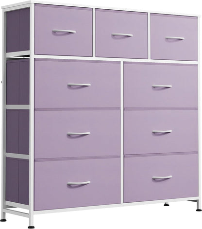 Tall Dresser for Bedroom, 9 Drawer Chest of Drawers, White