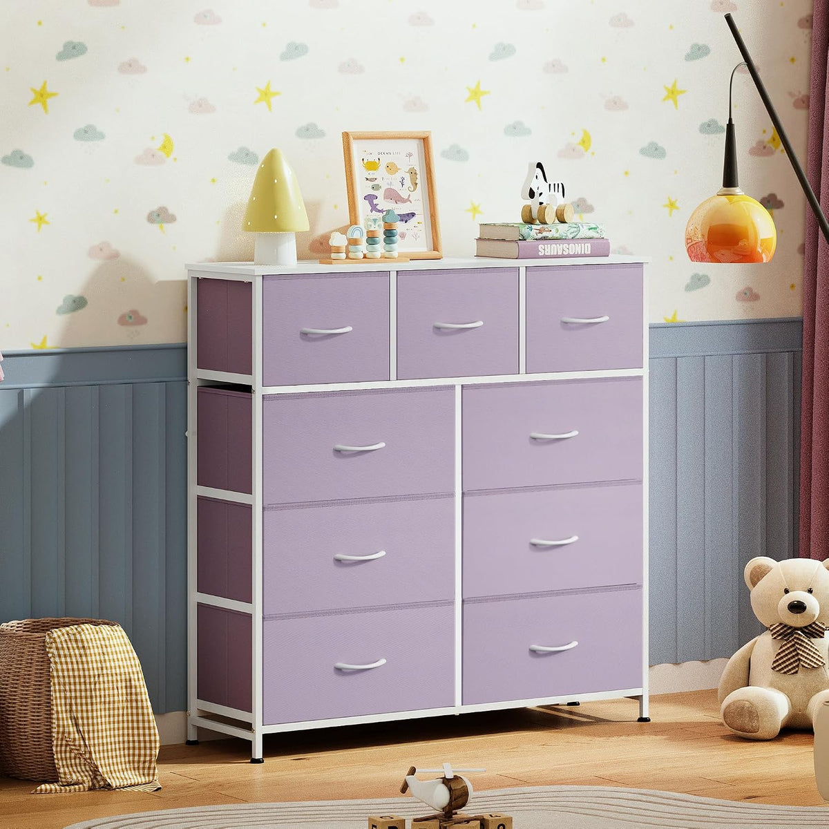 Tall Dresser for Bedroom, 9 Drawer Chest of Drawers, White