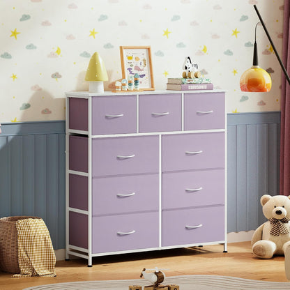 Tall Dresser for Bedroom, 9 Drawer Chest of Drawers, White