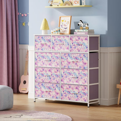 Tall Dresser for Bedroom, 9 Drawer Chest of Drawers, White