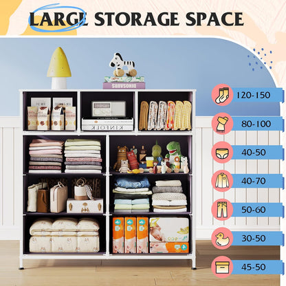 Tall Dresser for Bedroom, 9 Drawer Chest of Drawers, White