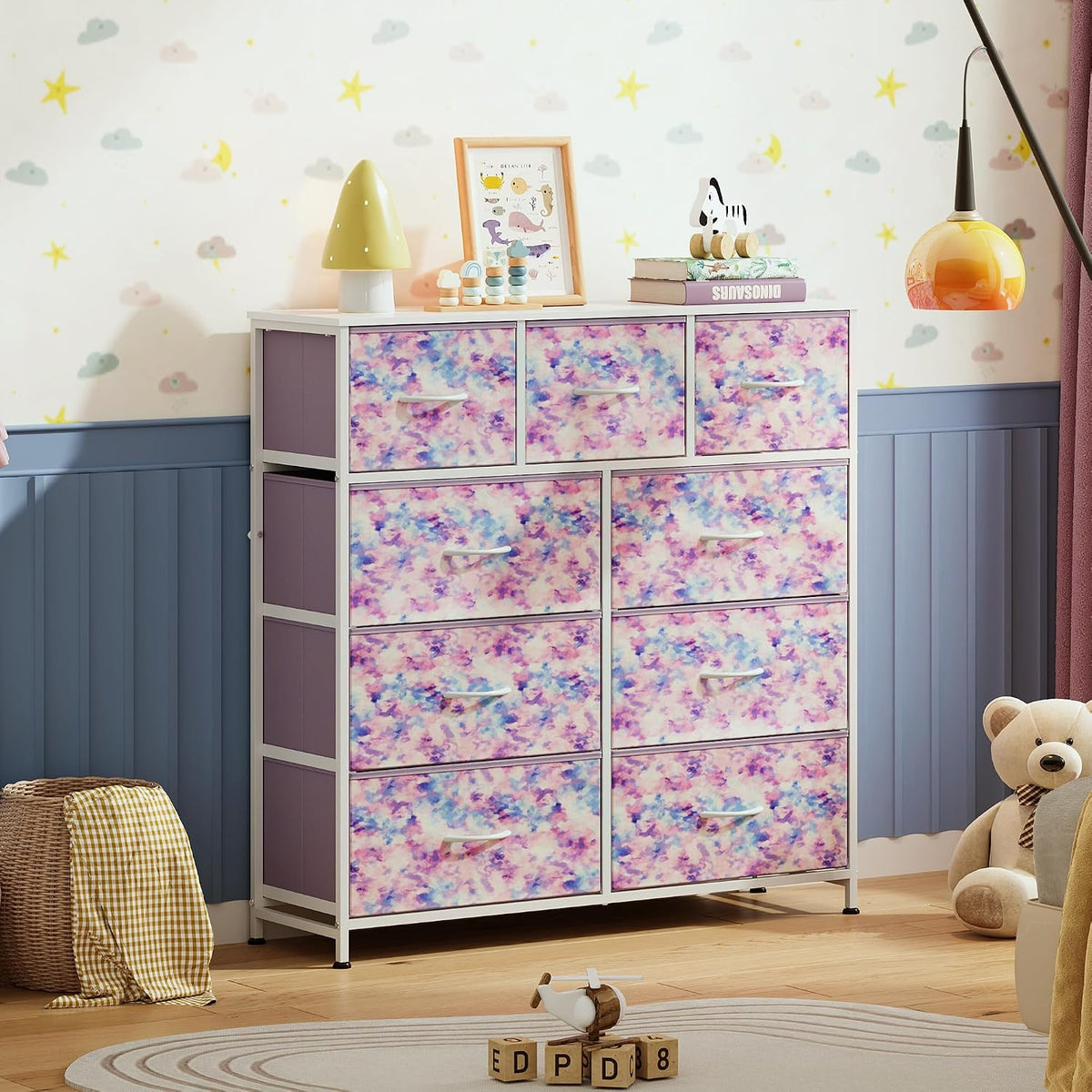 Tall Dresser for Bedroom, 9 Drawer Chest of Drawers, White