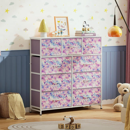 Tall Dresser for Bedroom, 9 Drawer Chest of Drawers, White