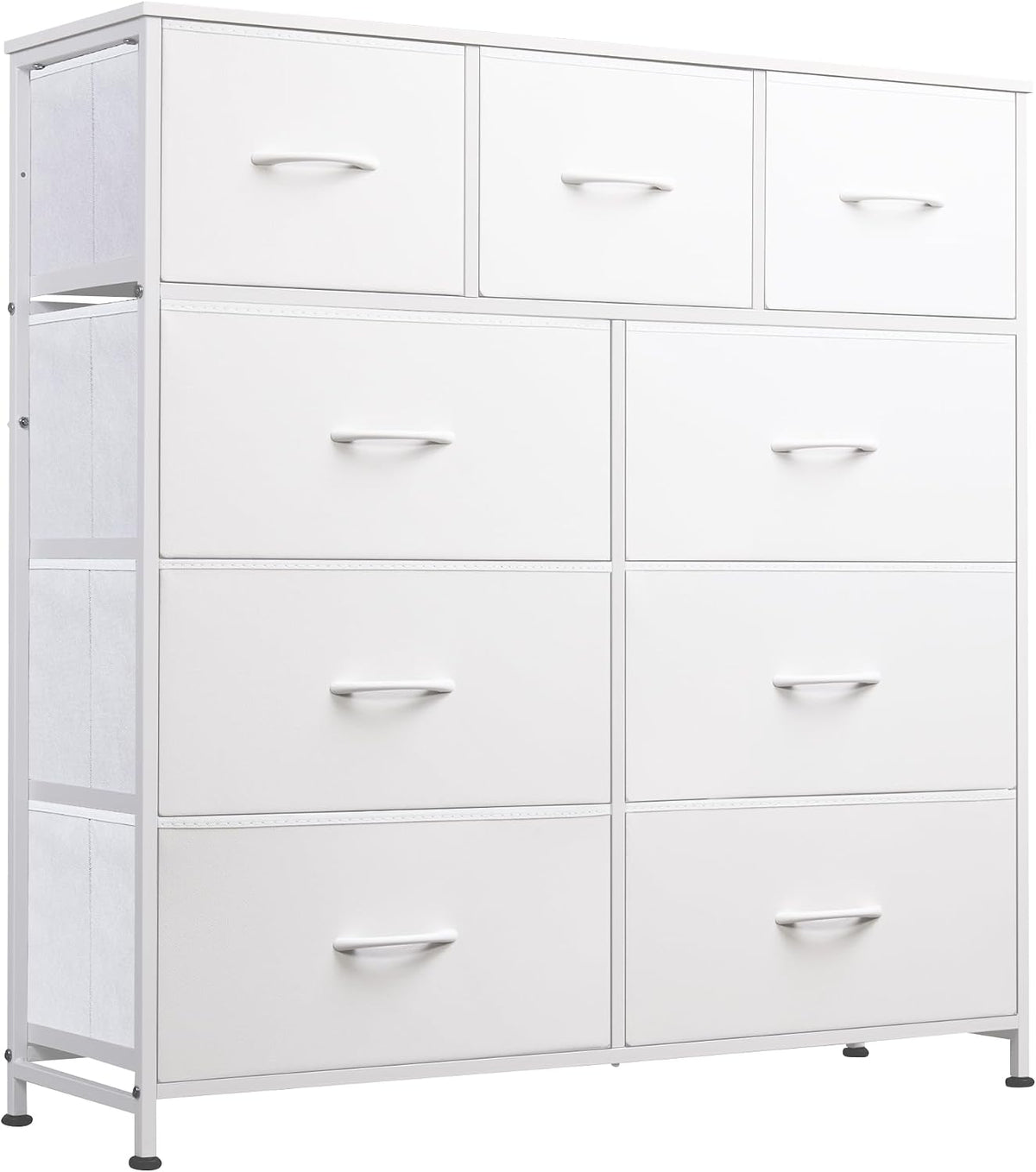 Tall Dresser for Bedroom, 9 Drawer Chest of Drawers, White