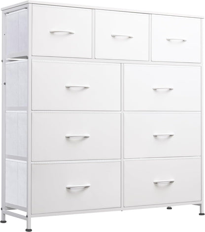 Tall Dresser for Bedroom, 9 Drawer Chest of Drawers, White