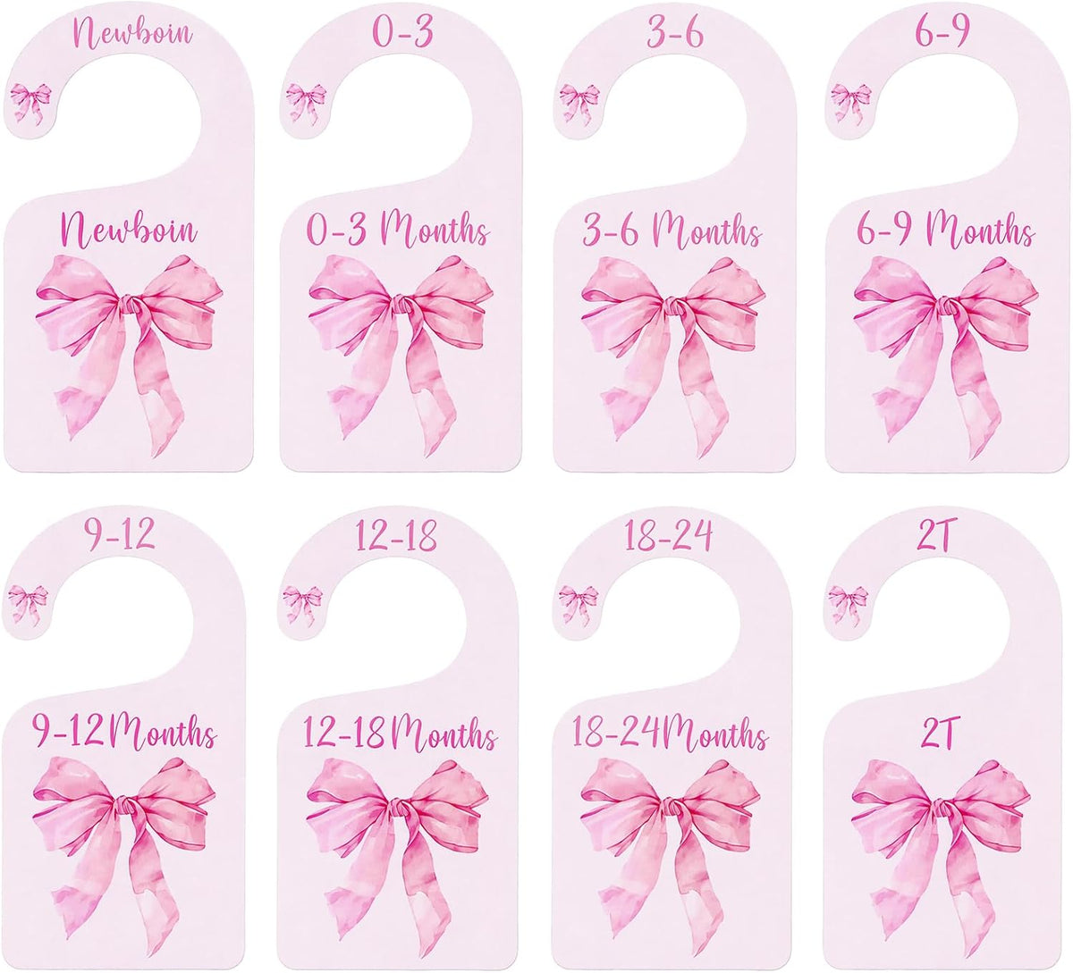 8 Pcs Pink Bow Closet Dividers for Baby Clothes Nursery Organizer