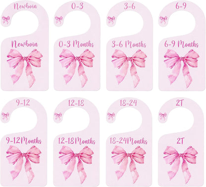 8 Pcs Pink Bow Closet Dividers for Baby Clothes Nursery Organizer