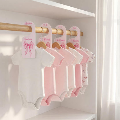 8 Pcs Pink Bow Closet Dividers for Baby Clothes Nursery Organizer