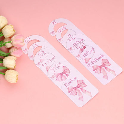 8 Pcs Pink Bow Closet Dividers for Baby Clothes Nursery Organizer