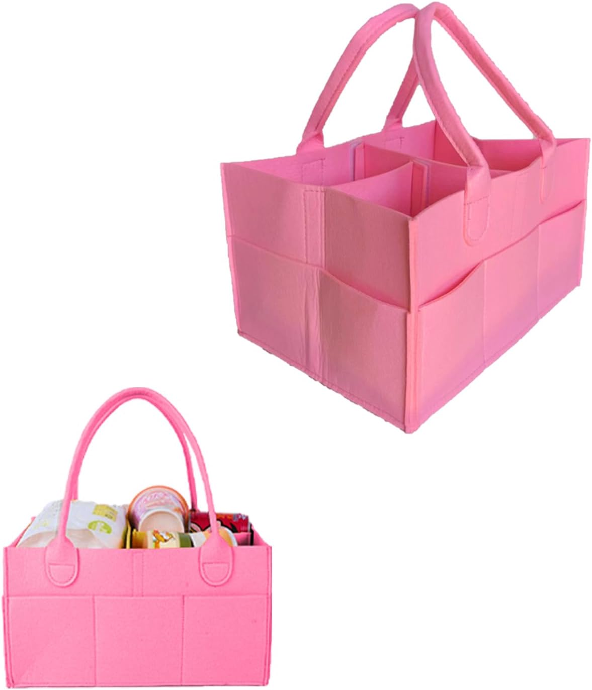 Baby Diaper Caddy is a versatile baby basket designed for nursery storage, car organization, and as a thoughtful gift for baby showers. It is perfect for storing diapers and baby wipes.
