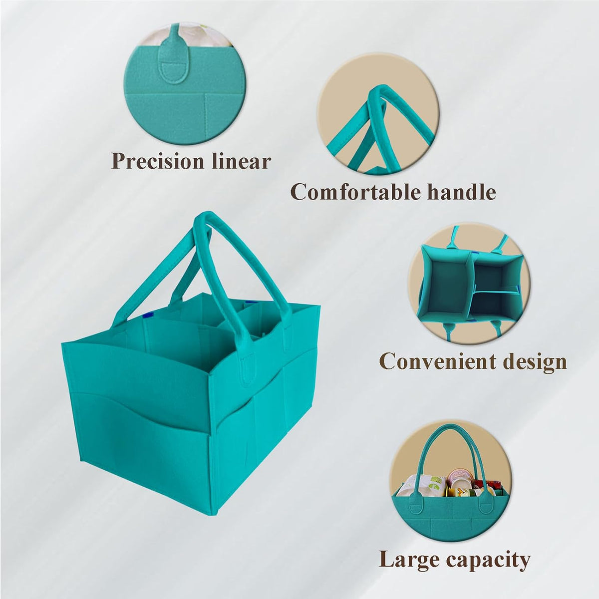 Baby Diaper Caddy is a versatile baby basket designed for nursery storage, car organization, and as a thoughtful gift for baby showers. It is perfect for storing diapers and baby wipes.