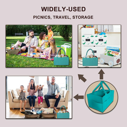Baby Diaper Caddy is a versatile baby basket designed for nursery storage, car organization, and as a thoughtful gift for baby showers. It is perfect for storing diapers and baby wipes.