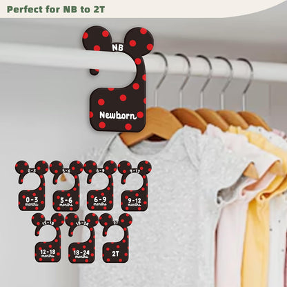 JMOST Eucalyptus Baby Closet Dividers for Nursery Closet Organizer, Newborn to 24 Months Size Clothes, Greenery Hangers with Size Dividers, Double Sided