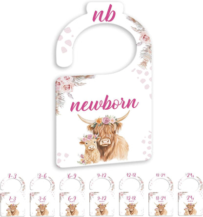 JMOST Eucalyptus Baby Closet Dividers for Nursery Closet Organizer, Newborn to 24 Months Size Clothes, Greenery Hangers with Size Dividers, Double Sided