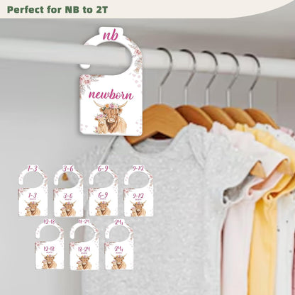 JMOST Eucalyptus Baby Closet Dividers for Nursery Closet Organizer, Newborn to 24 Months Size Clothes, Greenery Hangers with Size Dividers, Double Sided